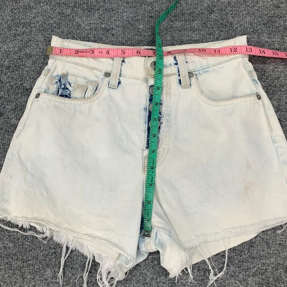 7 For All Mankind Ocean Avenue Shorts Womens 25 Distressed High Rise Button Fly - Picture 8 of 14